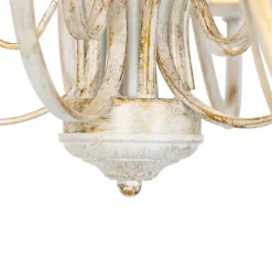 Kroonluchter wit plissé crème klemkap 5-lichts - Giuseppe