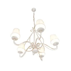 Kroonluchter wit plissé crème klemkap 5-lichts - Giuseppe