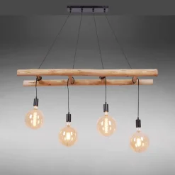 Landelijk hanglamp hout 4-lichts - Scala