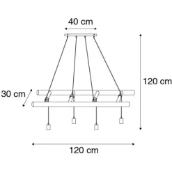 Landelijk hanglamp hout 4-lichts - Scala