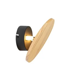 Landelijk wandlamp hout rond kantelbaar - Pulley