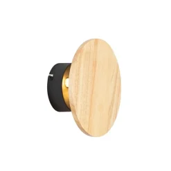 Landelijk wandlamp hout rond kantelbaar - Pulley