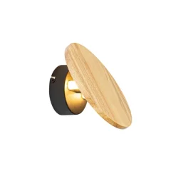 Landelijk wandlamp hout rond kantelbaar - Pulley