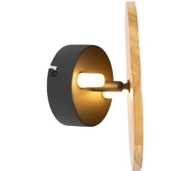 Landelijk wandlamp hout rond kantelbaar - Pulley