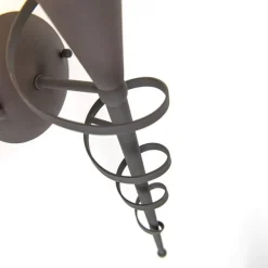 Landelijk wandlamp roestbruin met creme glas - Castle