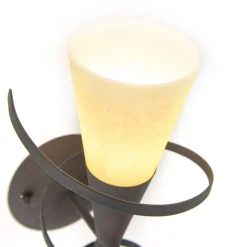 Landelijk wandlamp roestbruin met creme glas - Castle