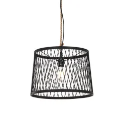 Landelijke buiten hanglamp zwart rotan 40 cm - Calamus