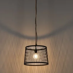 Landelijke buiten hanglamp zwart rotan 40 cm - Calamus
