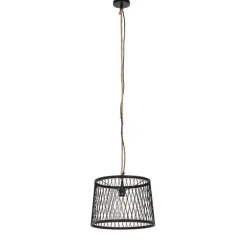 Landelijke buiten hanglamp zwart rotan 40 cm - Calamus