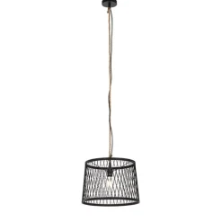 Landelijke buiten hanglamp zwart rotan 40 cm - Calamus