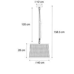 Landelijke buiten hanglamp zwart rotan 40 cm - Calamus
