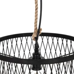 Landelijke buiten hanglamp zwart rotan 40 cm - Calamus