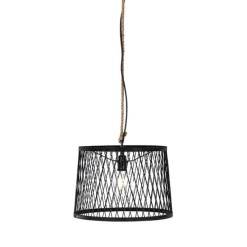 Landelijke buiten hanglamp zwart rotan 40 cm - Calamus