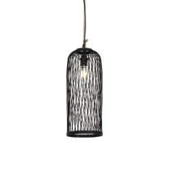 Landelijke buiten hanglamp zwart rotan 25 cm - Calamus