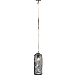 Landelijke buiten hanglamp zwart rotan 25 cm - Calamus