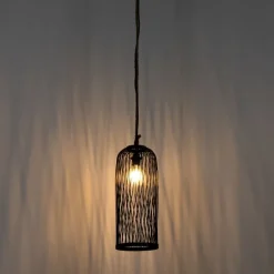 Landelijke buiten hanglamp zwart rotan 25 cm - Calamus