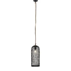 Landelijke buiten hanglamp zwart rotan 25 cm - Calamus