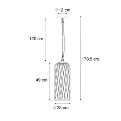 Landelijke buiten hanglamp zwart rotan 25 cm - Calamus