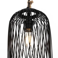 Landelijke buiten hanglamp zwart rotan 25 cm - Calamus