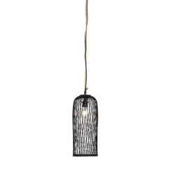 Landelijke buiten hanglamp zwart rotan 25 cm - Calamus