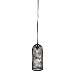 Landelijke buiten hanglamp zwart rotan 25 cm - Calamus
