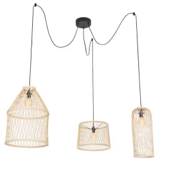 Landelijke buiten hanglamp rotan 3-lichts - Calamus