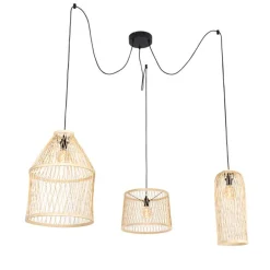 Landelijke buiten hanglamp rotan 3-lichts - Calamus