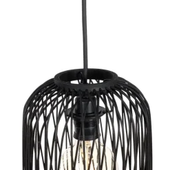 Landelijke buiten hanglamp zwart rotan 3-lichts - Calamus