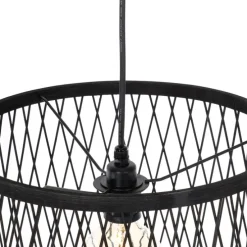 Landelijke buiten hanglamp zwart rotan 3-lichts - Calamus