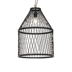 Landelijke buiten hanglamp zwart rotan 40x55 cm - Calamus