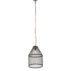 Landelijke buiten hanglamp zwart rotan 40x55 cm - Calamus
