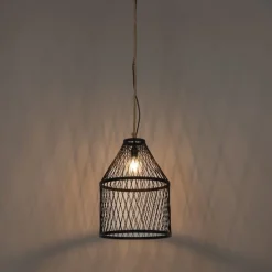 Landelijke buiten hanglamp zwart rotan 40x55 cm - Calamus