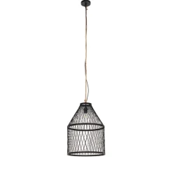 Landelijke buiten hanglamp zwart rotan 40x55 cm - Calamus