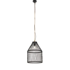 Landelijke buiten hanglamp zwart rotan 40x55 cm - Calamus