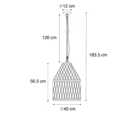 Landelijke buiten hanglamp rotan 40x55 cm - Calamus