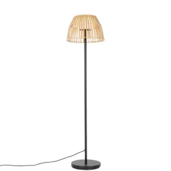 Landelijke buiten vloerlamp zwart met bamboe incl. LED - Kaiser