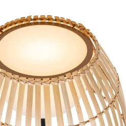 Landelijke buiten vloerlamp zwart met bamboe incl. LED - Kaiser
