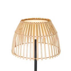 Landelijke buiten vloerlamp zwart met bamboe incl. LED - Kaiser