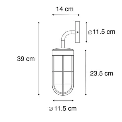 Landelijke buitenwandlamp zwart met glas - Elza