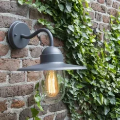 Landelijke buitenwandlamp donkergrijs IP44 - Kansas