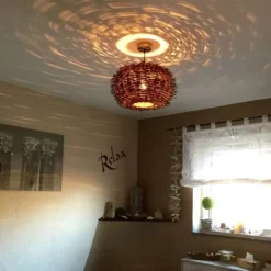 Landelijke hanglamp bruin rotan - Hatch 45