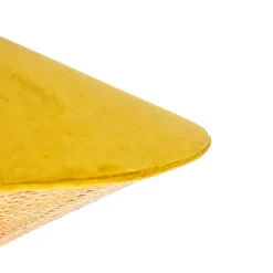 Landelijke hanglamp geel velours met rotan 60cm - Frills Can