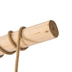 Landelijke hanglamp goud met hout 3-lichts - Yura