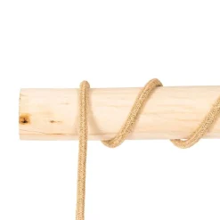 Landelijke hanglamp goud met hout 3-lichts - Yura