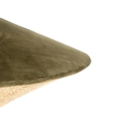 Landelijke hanglamp groen velours met rotan 60cm - Frills Can