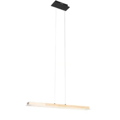 Landelijke hanglamp hout incl. LED met touchdimmer - Platina