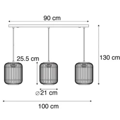 Landelijke hanglamp rotan 3-lichts - Manila