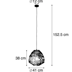 Landelijke hanglamp rotan 41 cm - Bishop