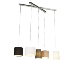 Landelijke hanglamp staal 5-lichts - Hermina