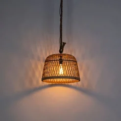 Landelijke hanglamp touw met rotan - Calamus